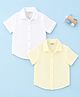 Kidbea Linen Woven Pack Of 2 Half Sleeves Solid Shirts - Lemon & White