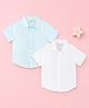 Kidbea Linen Woven Pack Of 2 Half Sleeves Solid Shirts - Blue & White