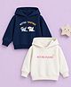 Kidbea Cotton Knit Pack Of 2 Full Sleeves Exercising Dog & Pet Me Please Text Printed Light Winter Hooded Sweatshirts - White & Blue