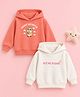 Kidbea Cotton Knit Pack Of 2 Full Sleeves Pet Me Please Text & Hamster Printed Light Winter Hooded Sweatshirts - Pink & White