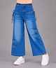 Nino Togs Denim Thread Work Embroidered & Side Tie Up Detailed Washed Jeans - Blue