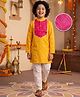AJ Dezines Cotton Woven Full Sleeves Floral & Paisley Printed Kurta & Pyjama Set - Yellow