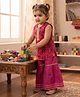 Kinder Kids Cotton Woven Sleeveless Bandhani Printed & Gota Lace Embellished Kurti Sharara Set - Pink