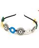 SKD Navratri Theme Floral Applique & Mirror Work Detailed Hair Band - Silver