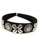 SKD Navratri Theme Floral Applique Detailed & Cowrie Shells Embellished Hair Band - Black