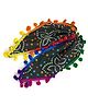 SKD Navratri Theme Bandhani Printed Pom Poms Detailed Rubber Band - Green