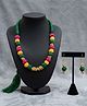 SKD Navratri Theme Thread Work & Gunghri Beads Detailed Jewellery Set - Green
