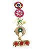 SKD Set Of 5 Navratri Theme Mirror Work Detailed Sea Shells Embellished Hair Clips - Multi Colour