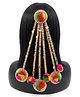 SKD Navratri Theme Pom Poms Embellished & Mirror Work Detailed Ponytail Holder - Golden