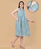 The Mom Store Cotton Woven Sleeveless Floral Printed Maternity Dress With Front Open Nursing Access - Blue