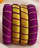 Kamule Pack Of 4 Lace Embellished Bangles - Plum & Gold