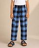 Kiddopanti Cotton Woven Checked Cargo Style Pants - Black & Blue