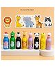 SANJARY 3D Animal Head Kids Plastic Water Bottle 450ml Lightweight Sipper School Bottle Color design may vary