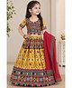 M'andy Cotton Viscose Yellow Printed Lehenga Set With Dupatta- Yellow