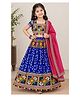 M'andy Cotton Viscose Blue Printed Lehenga Set With Dupatta- Royal Blue