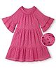 Primo Gino Cotton Woven Frock with Half Sleeves, Tiered Style in Coral