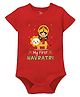Zeezeezoo 100% Cotton Knit Half Sleeves My First Navratri Printed Navratri Theme Romper - Red