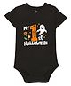 Zeezeezoo Cotton Knit Onesie with Half Sleeves and My 1st Halloween Print in Black