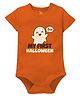 Zeezeezoo Cotton Knit Half Sleeves Onesie with My First Halloween Text and Ghost Print - Orange