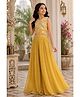 Lagorii Woven Sleeveless Floral Printed & Gota Lace Embellished Top & Palazzo Set - Mustard