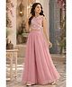 Lagorii Woven Sleeveless Floral Printed & Gota Lace Embellished Top & Palazzo Set - Dusty Pink