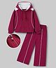 OLLINGTON ST. Cotton Looper Knit Full Sleeves Solid Jacket and Pant - Pink