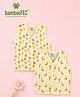 Kidbea Bamboo Woven Pack Of 2 Sleeveless Numbers & Giraffe Printed Jhablas - Cream