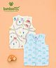 Kidbea Bamboo Woven Pack Of 2 Sleeveless Roadways & Gaming Theme Printed Jhablas - Blue & White