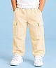Kidbea Cotton Woven Solid Cargo Style Joggers - Beige