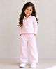 Kidbea Denim Woven Full Sleeves Solid Jacket & Pants Set - Pink