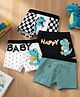 The little lookers Cotton Knit Pack Of 4 Dinosaur Printed Boxer - Black & White