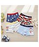The little lookers Cotton Knit Pack Of 4 Vehicles & Snowman Printed Boxers - White & Blue