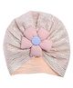 The little lookers Cotton Woven Floral Applique Detailed Turban Cap - Pink - Circumference 36 Cm