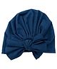 The little lookers Cotton Woven Knot Detailed Turban Cap - Navy Blue - Circumference 36 Cm