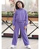 Lil Tomatoes Fleece Knit Full Sleeves The Riding Horse Society Text Printed Winter Sweatjacket & Track Pants Set - Lavender