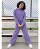 Lil Tomatoes Fleece Knit Full Sleeves Contrast Piping Detailed Winter Hooded Sweatshirt & Track Pants Set - Lavender