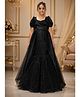 Tilism Net Woven Half Sleeves Sequin Embellished Dress - Black
