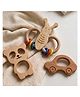 Minimavin Natural Steam Beech Wood Teether (Panda, butterfly, Car, Set of 3)