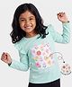 Orange Sugar Cotton Knit Full Sleeves Floral Printed & Applique Detailed Top - Mint
