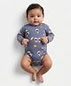 Orange Sugar Cotton Knit Full Sleeves Astronaut Buddies Printed Onesie - Navy Blue