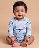 Orange Sugar Cotton Knit Full Sleeves Sea Life Theme Printed Onesie - Sky Blue