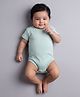 Orange Sugar Cotton Knit Half Sleeves Solid Onesie - Light Green