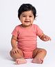 Orange Sugar Cotton Knit Half Sleeves Solid Onesie - Orange