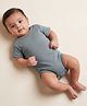 Orange Sugar Cotton Knit Half Sleeves Solid Onesie - Grey