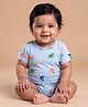 Orange Sugar Cotton Knit Full Sleeves Sea Life Theme Printed Onesie - Sky Blue