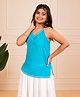 TeenTrums Woven Sleeveless Lace Embellished Top - Turquoise