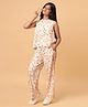 TeenTrums Rayon Woven Sleeveless Floral Printed Coordinating Top & Pants Set - White