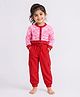 M'andy Mesh Knit Full Sleeves Marble Printed Top & Joggers - Red
