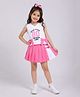 M'andy Cotton Jersey Knit Sleeveless Numerical Printed Bow Applique Detailed Top & Skirt Set - White