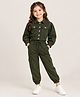 M'andy Knit Full Sleeves Solid Jacket & Joggers Set - Green